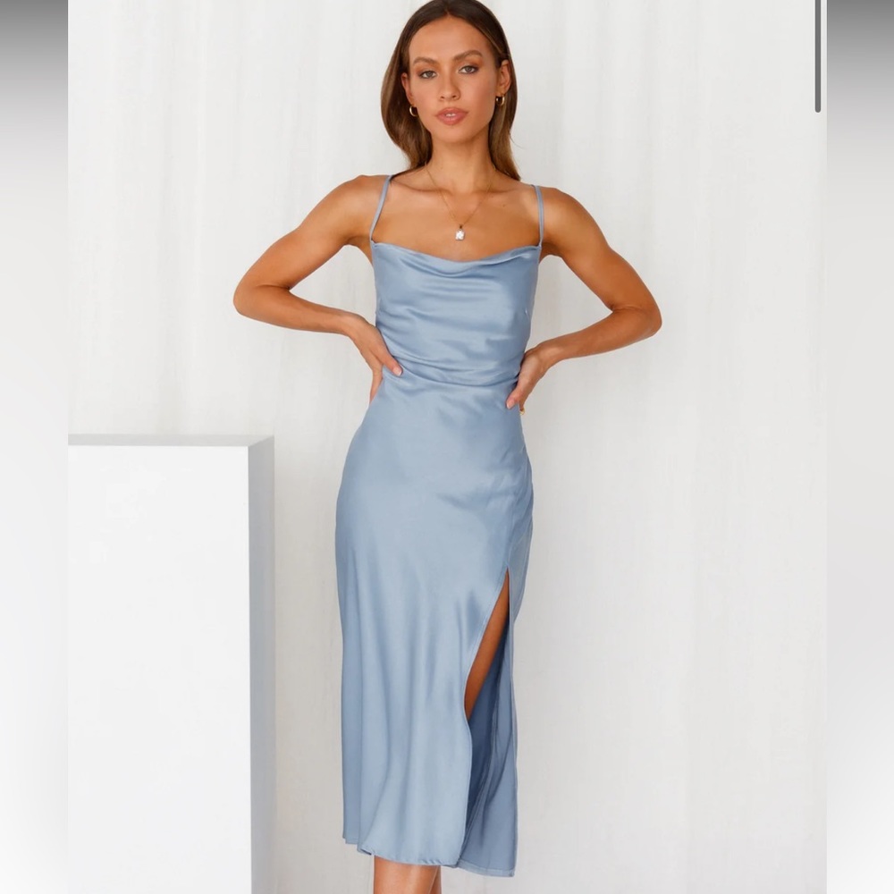 NEW!! Hello Molly Drinks On Me Midi Dress Blue